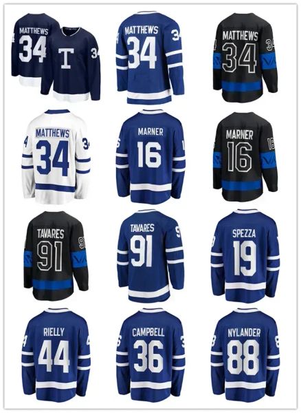 Пользовательские мужчины, женщины, Торонто Mapleleafshockey Jerseys Auston Matthews 34 Marner 16 John Tavares 91 Nylander 88 Rielly 44 Campbell 36