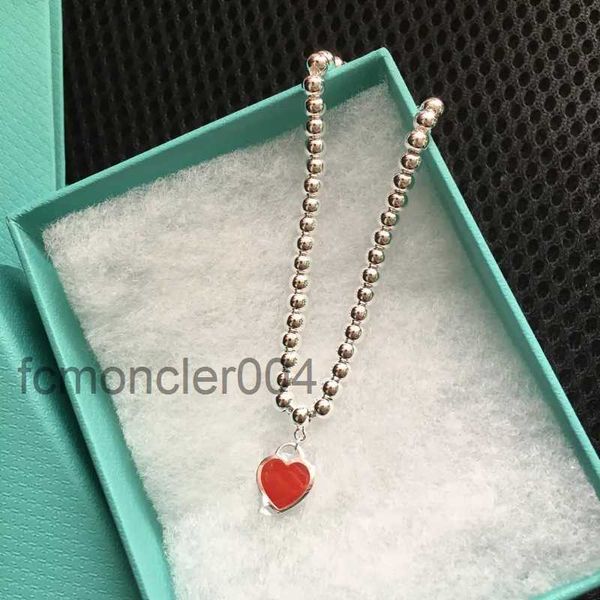 Braccialetti con ciondoli con perline di nuove donne di design Argento sterling 925 Gioielli di lusso con cuore rosso rosa blu di alta qualità per regalo donna con scatola originale GH0B