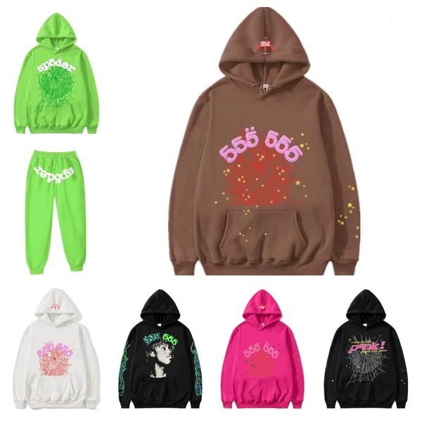 Hoodie Designer Hoodie Erkek Hoodie Kadın SP5der Hoodie Trailsuit Young Thug Hoodies Web Ceket Sweatshirt Lüks Kadınlar Pembe Yüksek Kaliteli Köpük Baskı Tululma