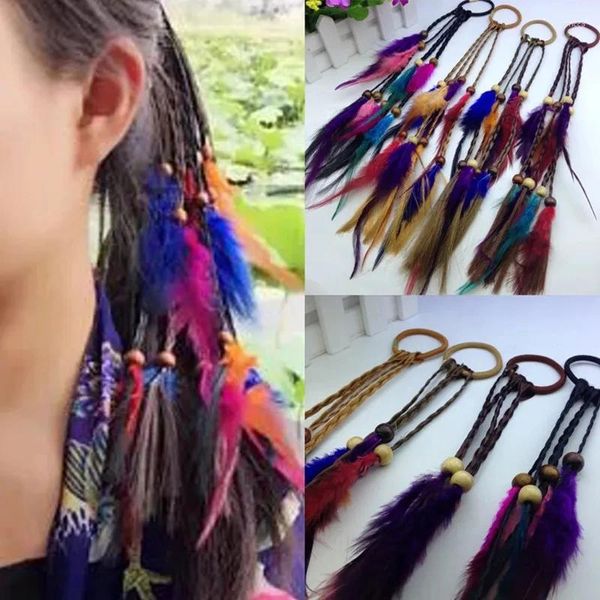 Fermagli per capelli Copricapo di piume Anello con volant Cravatta Tendini Cordoncino in pelle Trecce Accessori