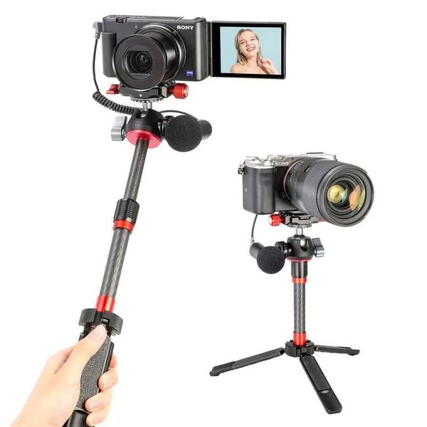 Supporti Ulanzi MT43 Reflex Treppiede in metallo per fotocamera Treppiede pieghevole per selfie Stick con slitta fredda per luce fotografica a LED Telefono Sony Canon