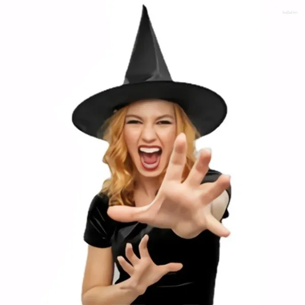Береты, шляпа на Хэллоуин для мужчин и женщин, черная волшебная ведьма, одежда для макияжа, реквизит, размеры для взрослых и детей