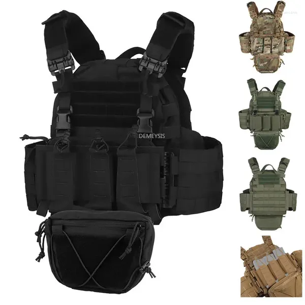 Jaquetas de caça tático molle colete equipamento de tiro do exército militar combate coletes de proteção com bolsa saco engrenagem