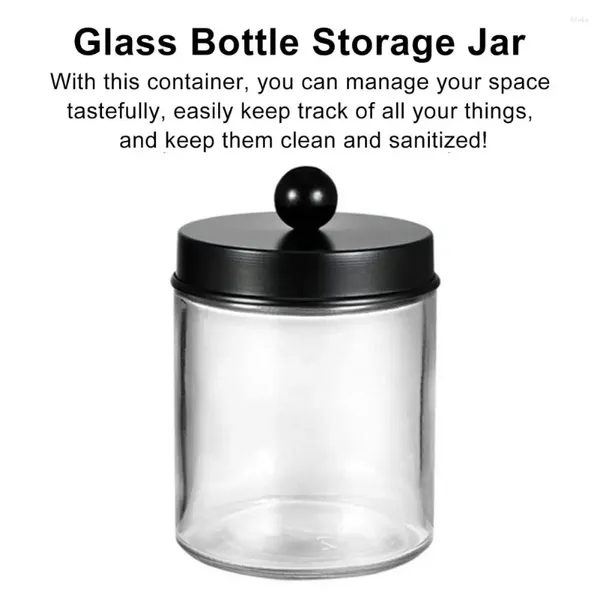Lagerflaschen Glasglas Set von 4 Apothekerbehältern für Badezimmer Eitelkeit Make -up Organize Kommode Arbeitsplatte