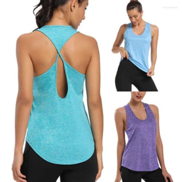 Yoga roupa mulheres sem mangas sem costas fitness camisas sem costura esportes ginásio racer correndo tops colete atlético desgaste ativo