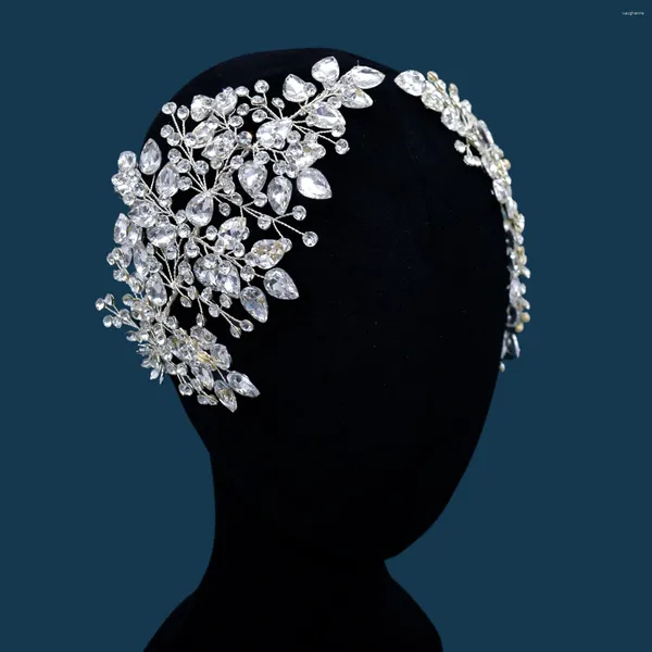 Fermagli per capelli Accessori da sposa scintillanti Corona da spettacolo regolabile fatta a mano con strass completi