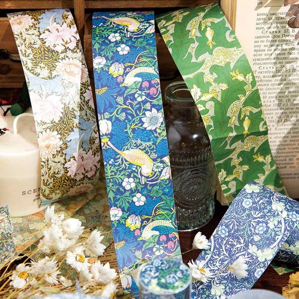 Envoltório de presente vintage floral margarida washi fita lixo diário planejador algas azul flor planta mascaramento diy scrapbooking material