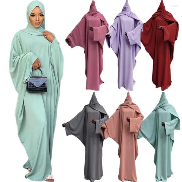 Этническая одежда Ид Рамадан вечерние мусульманские женщины хиджабы длинное платье арабская Абая Ближний Восток кафтан сплошной цвет ислам макси халат Турция