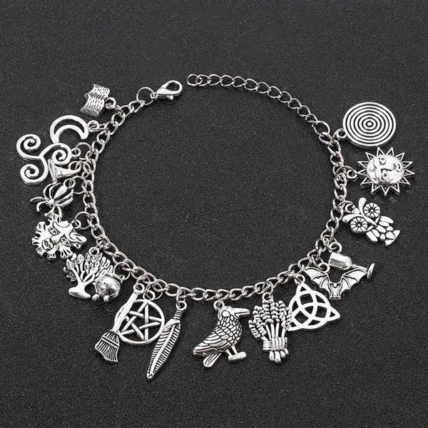 Charme Pulseiras Halloween Pulseira Rico Pingente Estrela Lua Horror Aranha Vassoura Mágica Punk Natal Jóias Femininas 245g