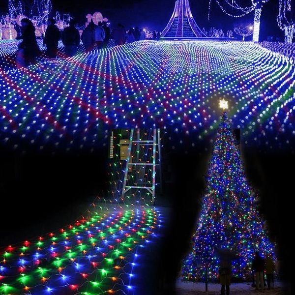 3M X 2 M LED impermeabile Net Mesh Fata String Lights lampada da ghiaccio per interni ed esterni Scintillio Giardino domestico Festa di Natale Matrimonio251d