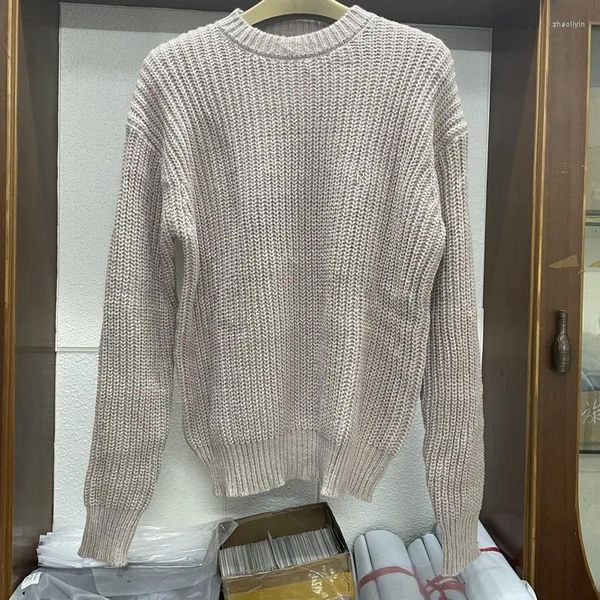 Erkek Sweaters Gerçek Pos Rep American Retro Büyük Boyutlu Sıradan Mektup Logosu Jacquard Crewneck Örgü Külot Kadınlar Erkekler Kış Giysileri