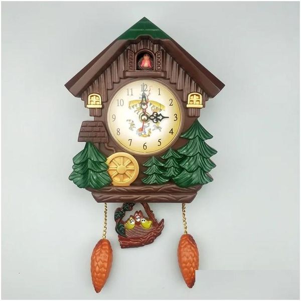 Orologi da parete Cucù Bird House Orologio creativo Stile pastorale Cartoon Camera dei bambini Decorativo Fl Musica Tempo Reporting 231030 Drop Deliver Dhzsb