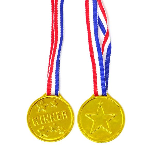 Medaglie di plastica per bambini cartellini giocattoli medaglia d'oro studio giochi sportivi medaglie di bronzo e argento giocattoli regali per feste P198