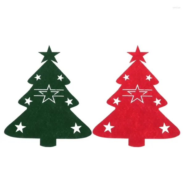 Tapetes de mesa 4pcs suporte de talheres de Natal faca garfo sppon saco de bolso decoração de árvore g2ab