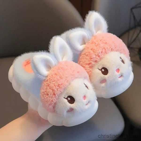 Slipper Kinder Baumwolle Hausschuhe Prinzessin Schuhe Warme Kinder Winter Niedlichen Kaninchen Cartoon Pelzigen Hausschuhe Kleines Mädchen Weiche Sohle Baby Schuhe