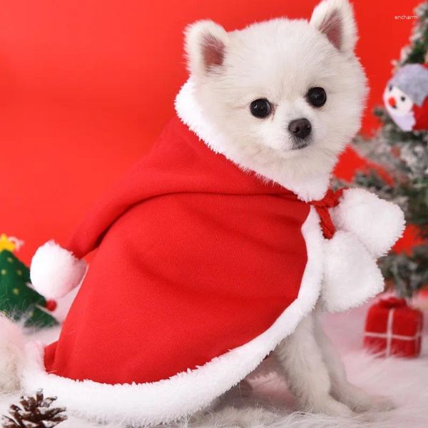 Hundekleidung Katzen Kostüm Santa Cosplay Funted Transformed Pet Weihnachten Cape Dress up rot