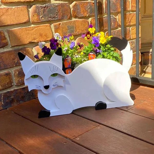 Plantadores potes jardim gato vaso de flor em forma plantador vaso animal estátua escultura ornamento casa decoração ao ar livre 231215