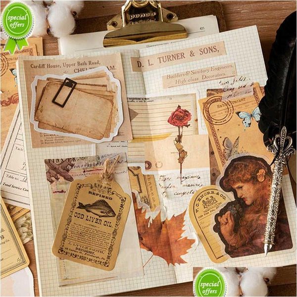 Papel de embalagem atacado 100 peças decorativas diy artesanato etiquetas básicas registros material lixo diário planejador scrapbooking vintage memo dr dh2d6