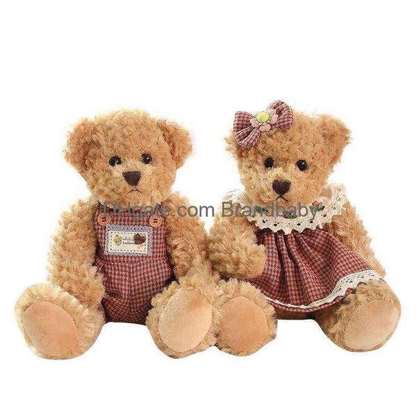 Bonecas de pelúcia 2 buah/lote 26cm urso de pelúcia principal peluche pasangan cantik boneka beruang gaun kawaii lembut untuk anak perempuan hadiah ba dhtul