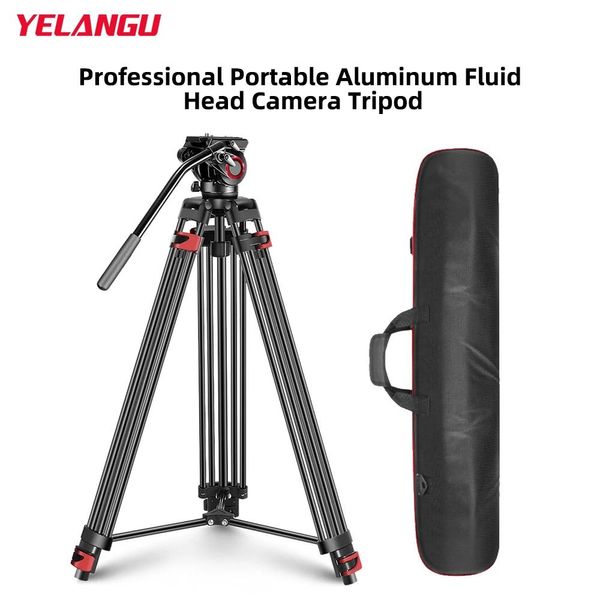 Titulares Profissionais de vídeo pesado tripé 75 polegadas Liga de alumínio de 360 ​​graus Cabeça de arrasto de fluido para câmera de câmera/DSLR Câmera do tripé da câmera