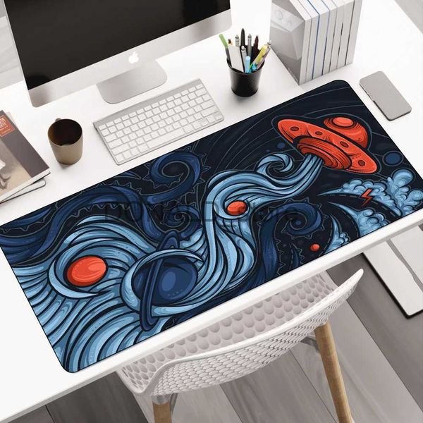 Mouse Pads Apoios de Pulso Jogo Teclado Mouse Pad UFO Art Padrão Lavável Computador Mesa Pad Gaming Laptop Home Office Padrão Personalizável J231215