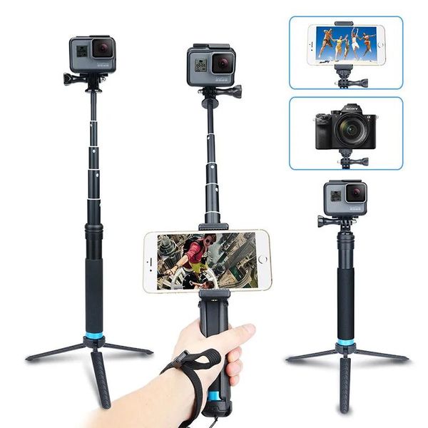 Supporti Asta per selfie con treppiede in alluminio per GoPro Asta portatile monopiede allungabile per Go Pro Hero 8/7/6/5 SJCAM EKEN SONY Xiaomi Yi