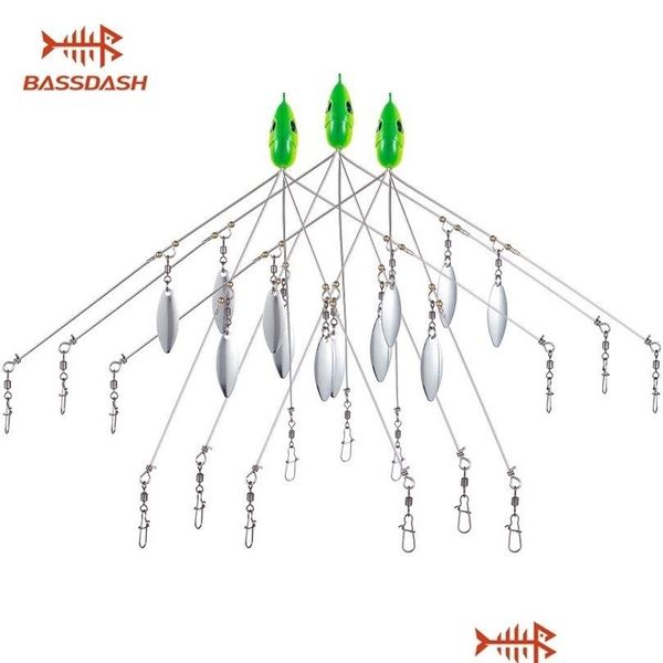 Приманки Приманки Bassdash 3 шт. Слот Alabama Rig Head Приманка для плавания Зонтик Рыболовная приманка 5 рук Bass Group Extend 18G 220702 Drop Deliver Dh7Nr