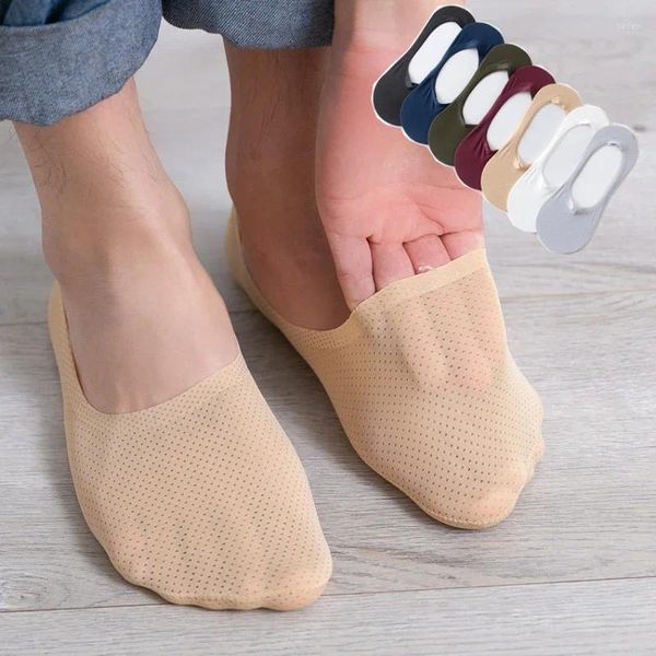 Männer Socken Unsichtbare Mesh Eis Seide Hohl Atmungsaktive Boot Männer Frau Sommer Silikon Ferse Anti Slip Ultra-dünne baumwolle Knöchel