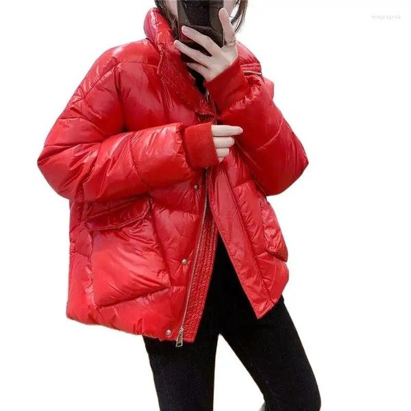 Casacos de trincheira femininos 2023 versão coreana inverno pena algodão-acolchoado jaqueta solta engrossado pão roupas jaquetas casaco feminino.
