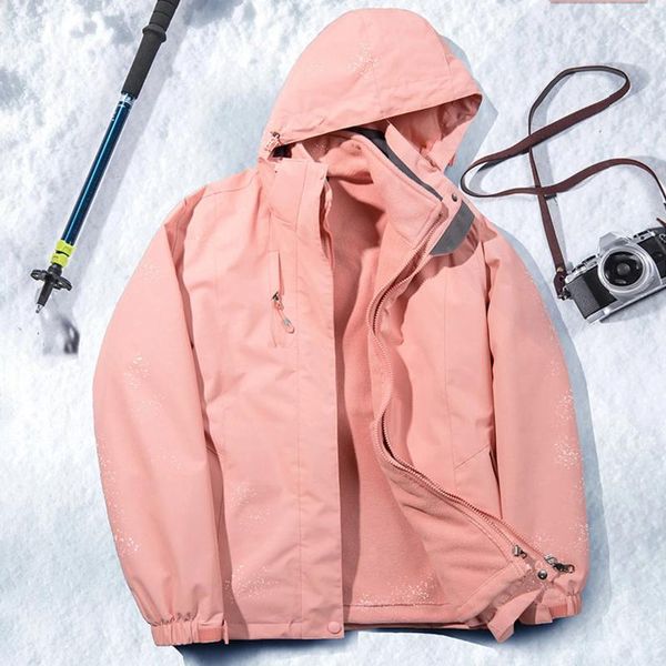 Trench da donna Giacca da sci da esterno impermeabile da donna Harajuku Y2k Addensare caldo cappotto da neve invernale da campeggio Giacca a vento da montagna con cappuccio
