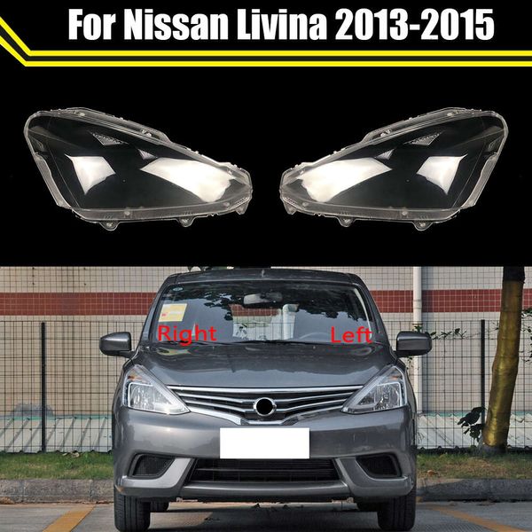 Substituição da capa do farol dianteiro para nissan livina 2013 2014 2015 faróis transparentes lâmpada luz lente escudo de vidro