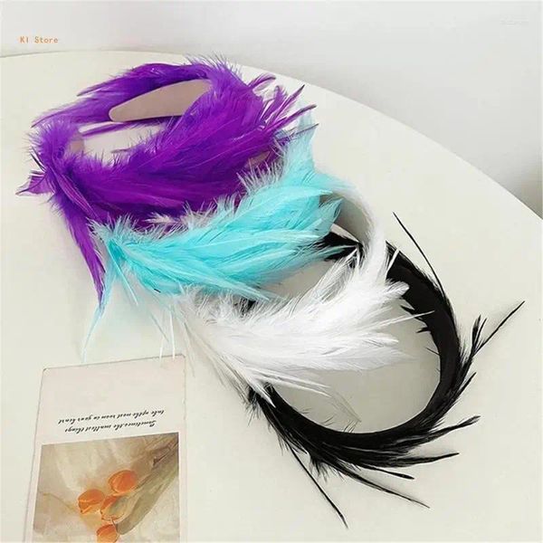 Grampos de cabelo Tea Party Feather Fascinator Headband para casamento colorido Hoop Cosplay Headdress