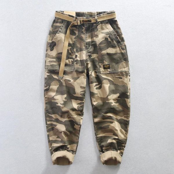 Pantaloni da uomo May Khaki Retro Trend Camouflage Cargo Casual Uomo Taglio tridimensionale Gamba dritta Tutti abbinati alla moda