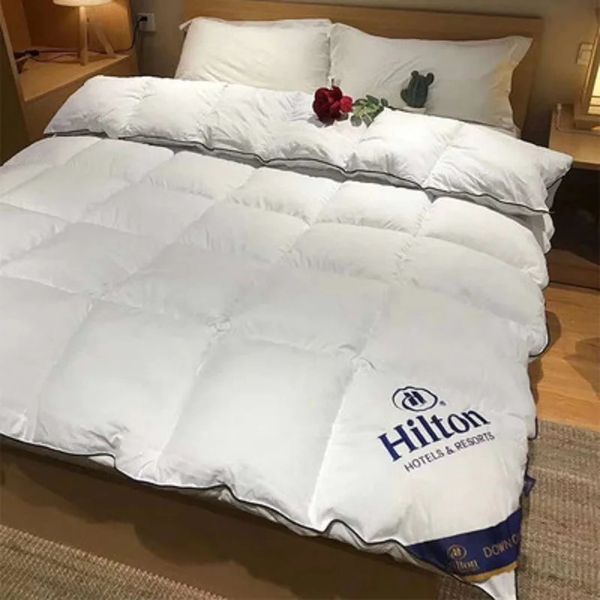 Bettdecken-Sets, 100 % Gänsedaunen, einfarbig, gesteppt, warme und bequeme Baumwoll-Steppdecke, King-Size-Bett, Queen-Size-Bettdecke, dicke Winterdecke 231215