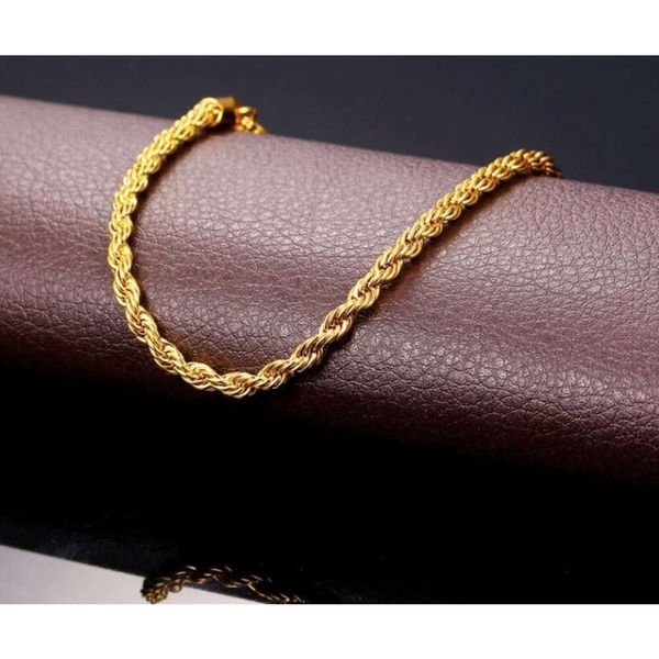 Designer de luxo cubana link chain 18k real banhado a ouro aço inoxidável corda corrente colar para homens correntes de ouro moda jóias presente