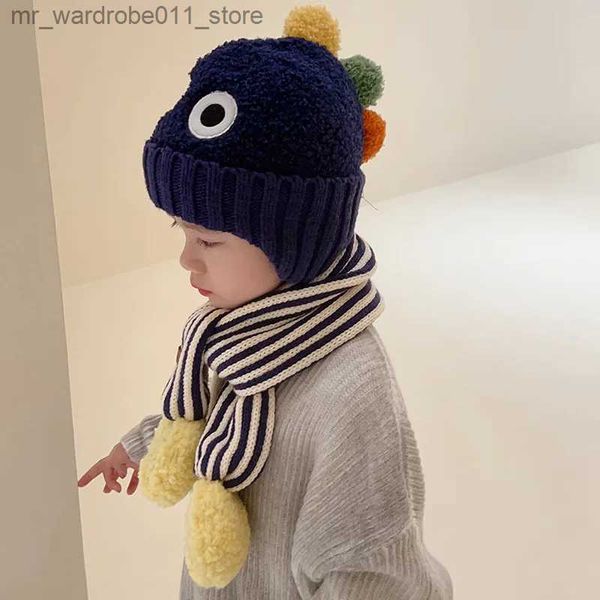 Berretti Cappelli Cappello invernale per bambini Cappello invernale per bambini Cartoon Addensare Peluche Cappelli caldi + Sciarpa Addensare Paraorecchie Cappelli Per ragazze Ragazzi Berretti per bambini all'aperto Q231216