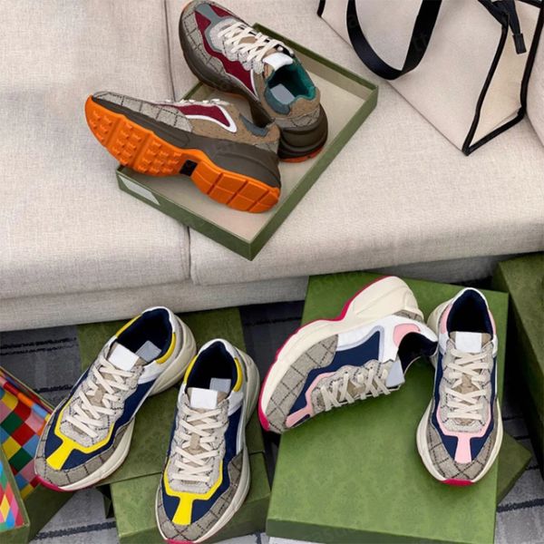 Tasarımcı Erkek Kadınlar Ryton Sıradan Ayakkabı Erkek Spor Sneaker Moda Kadın Ayakkabı Vintage Çok renkli artış Platform Spor Eğitmenleri Fare Dalga Ağız Tiger Web Ayakkabıları 35-45