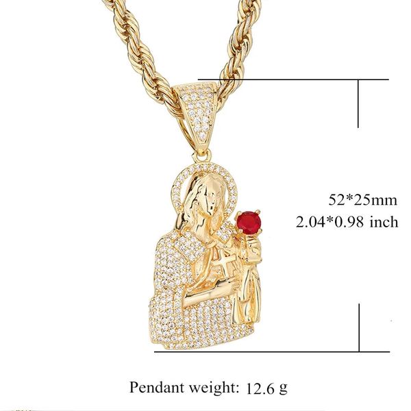 Girocolli minimalista Hip Hop placcato oro 14k Gesù religione Collana con pendenti in rame zircone 231216