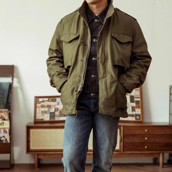 Jaquetas masculinas americanas retro gola jaqueta tamanho grande workwear solto casual high street casaco windbreakers homens tops roupas masculinas