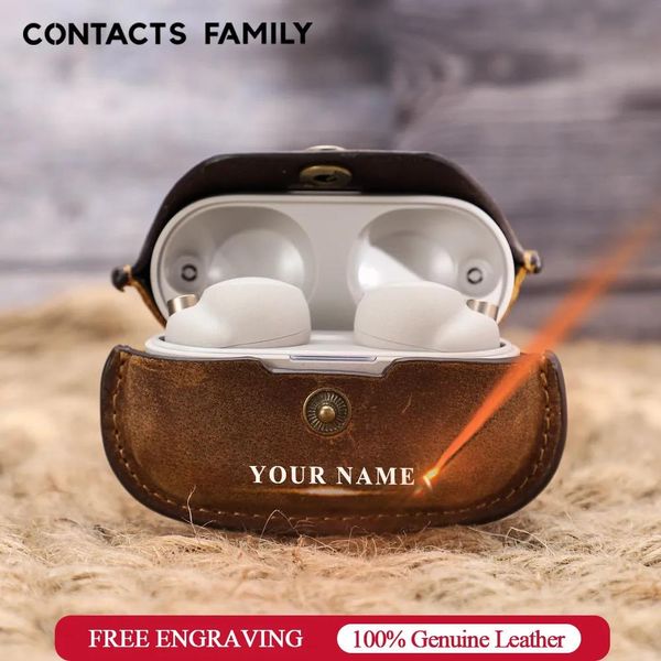 Contact's Family Schutzhülle aus 100 % Rindsleder für Sony Wf 1000xm4, kabellose Ohrhörer, Schutzhülle, Bluetooth-Kopfhörerhüllen