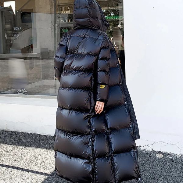 Mulheres Down Parkas Winter Down Jacket Longo Preto Leve Puffer Casaco Com Capuz Casacos Quentes Ultra-grosso Parke Jaquetas de Inverno para Mulheres 231215