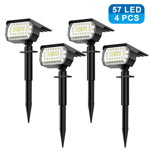 Decorações de jardim 57 LED Luzes solares de paisagem ao ar livre IP65 Luz à prova d'água com 3 modos Spotlight para quintal gramado passarela 231216