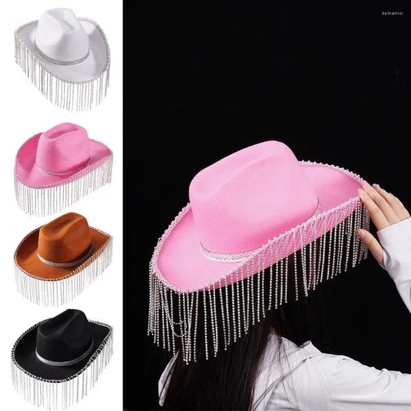 Berets Glitter Spiegel Disco Cowboy Hut Klassische Ball Mode für Cowgirl Party Dekoration U0G7