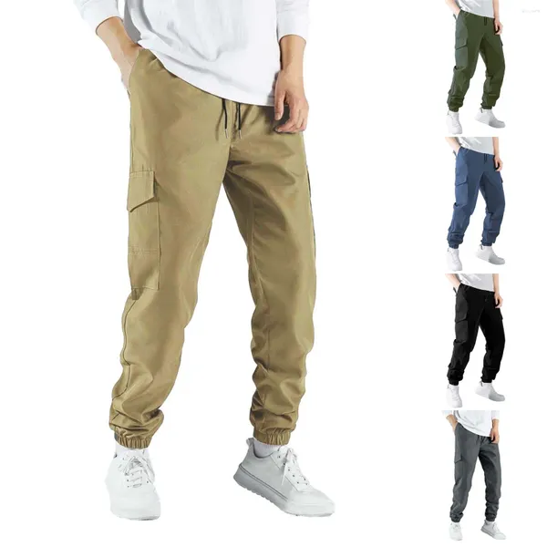 Calças masculinas cordão atlético trabalho jogging sweatpants alta longa stilt chinos homens slim fit homens retos