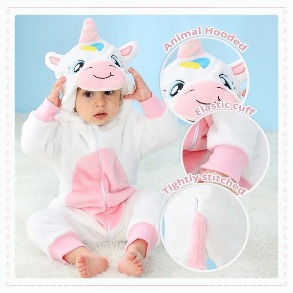 Pagliaccetti MICHLEY Unicorno bianco caldo inverno bambino Halloween costume infantile vestiti tute bambino pigiama tuta ragazze 231215