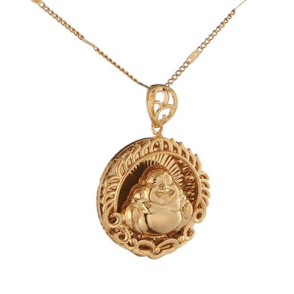 Trendy Kleine Buddhismus Halskette für Frauen Männer Gold Farbe Maitreya Buddha Anhänger Halskette Segnen Kette Jewelry1909