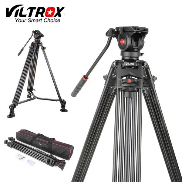 Acessórios Viltrox VX18M 1.8M Profissional Heavy Duty Estável Alumínio Antiderrapante Tripé de Vídeo + Cabeça Pan Fluida + Bolsa de Transporte para Câmera DV