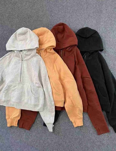 Ilululemen-05 Yoga Sweatshirt Scuba Full Half Zip Hoody Hoodies Outdoor Freizeit Sweatshirts Kleidung Frauen Tops Workout Fitness Dicke Jacken Y