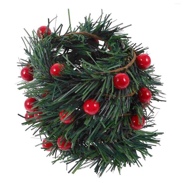 Flores decorativas 5 peças anéis de guirlanda de natal peças centrais de natal para mesas decorar folha guirlanda de plástico