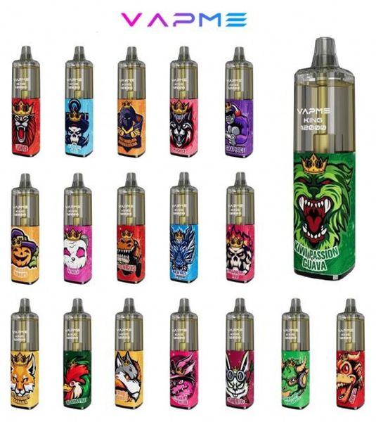 Vapme King 12K 12000 Puflar E Sigara Tek Kullanımlık Vape Kalem Cihazı 0/2/3/5 Buharlaştırıcı 20ml Type-C Şarj Edilebilir 650mAh Pil Hava Akışı Mesh Bobin 18 Tatlar